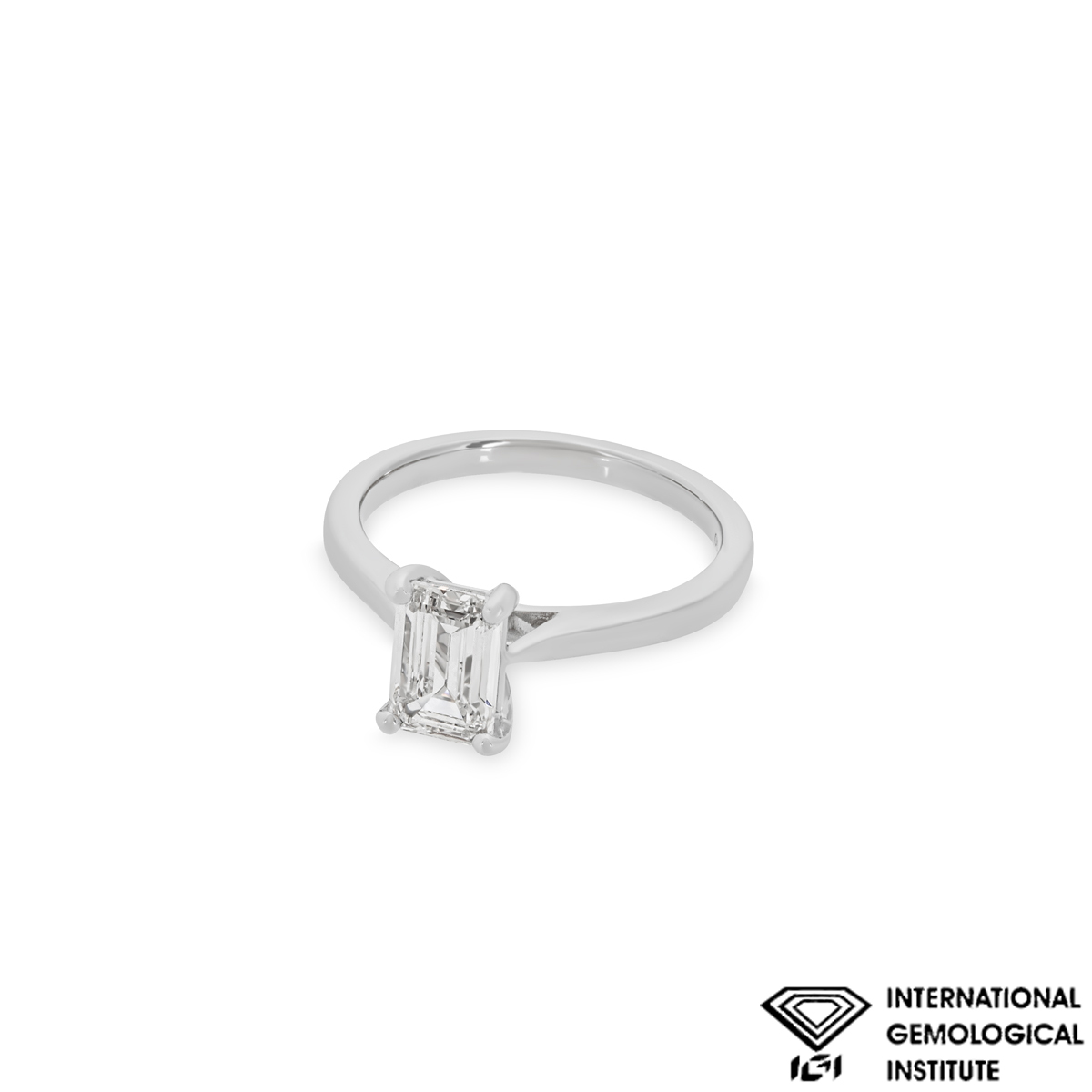 White Gold Emerald Cut Lab Grown Diamond Ring 1.32ct F/VS1 Rich Diamonds
